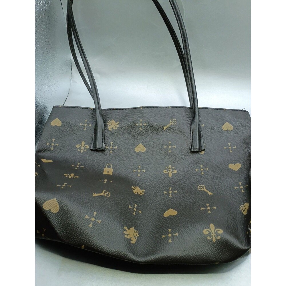 Dark Brown Faux Double Handle Purse